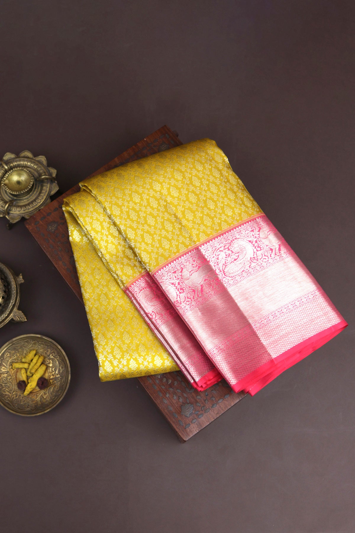 Kancheepuram Silk Mustard Saree