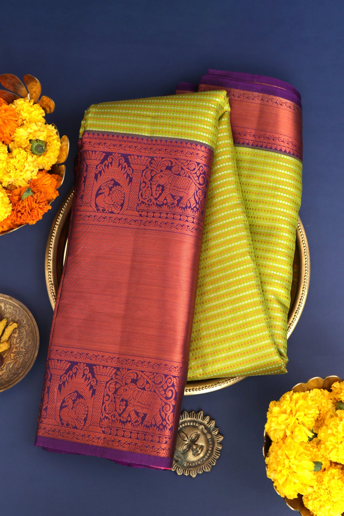 Coimbatore Silk Parrot Green Saree