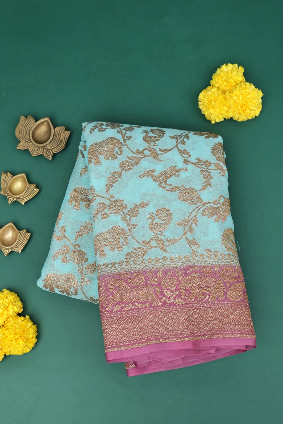 Banarasi Georgette Sea Green Saree