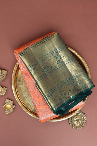 Kancheepuram Silk Orange Saree