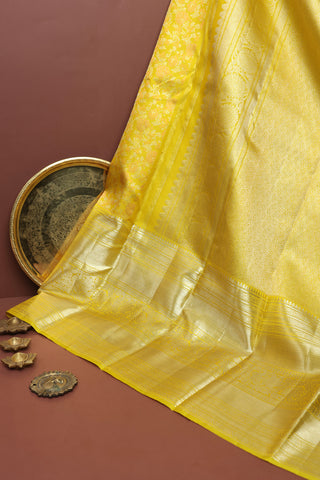 Kancheepuram Silk Yellow Saree