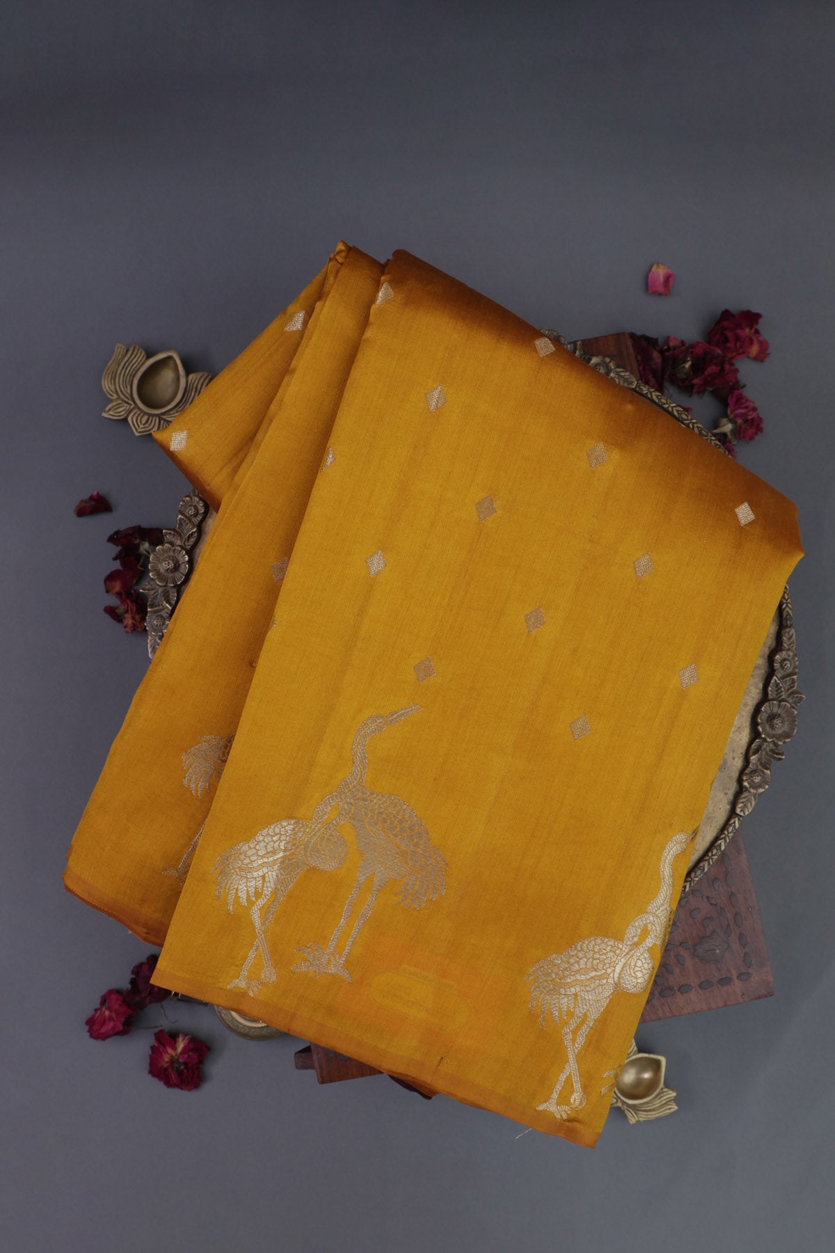 Matka Silk Mustard Saree