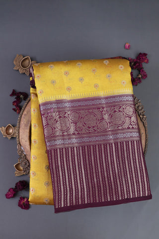 Matka Silk Yellow Saree