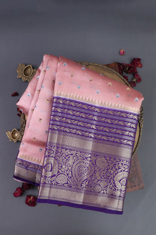 Matka Silk Peach Saree