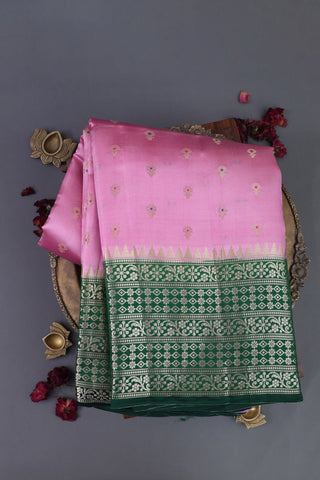 Matka Silk Baby Pink Saree