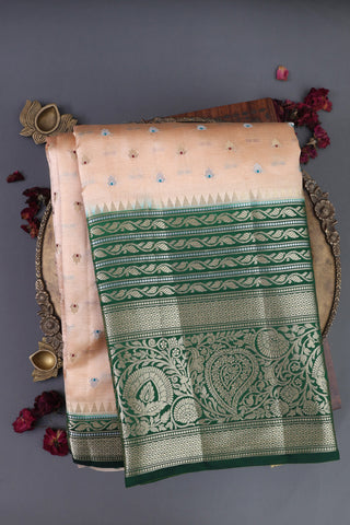 Matka Silk Peach Saree