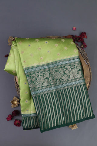 Matka Silk Parrot Green Saree