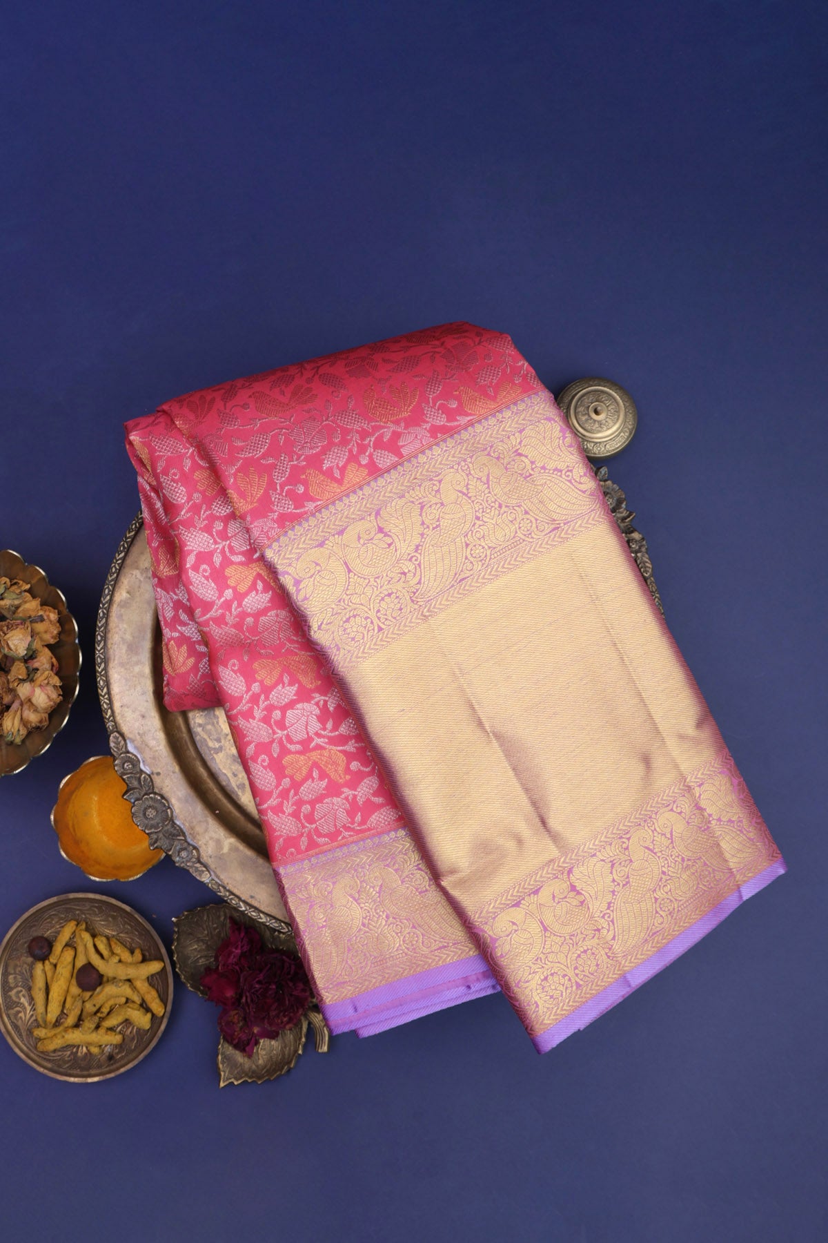 Kancheepuram Silk Peach Saree