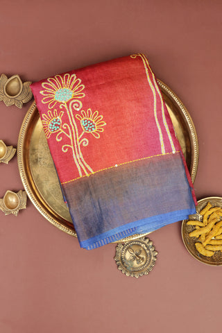 Fancy Tussar Multi Colour Saree