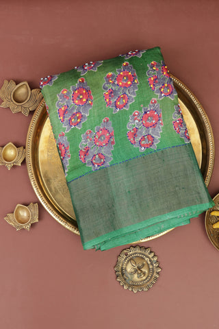 Fancy Tussar Green Saree