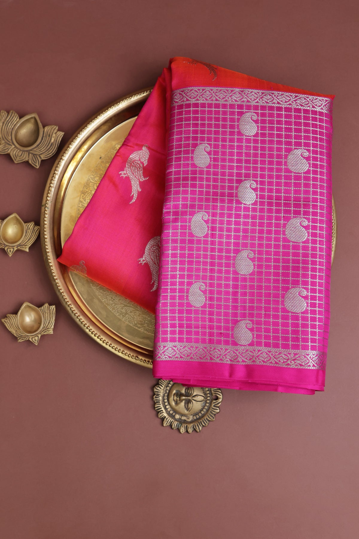 Venkatagiri Silk Peach Saree