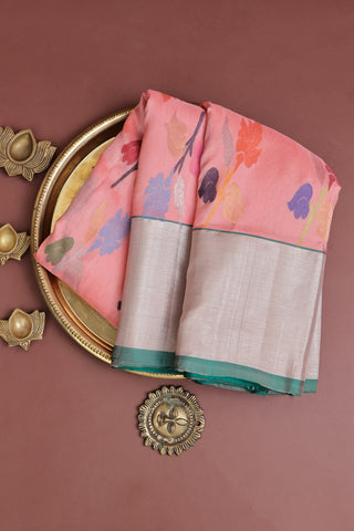 Venkatagiri Silk Peach Saree