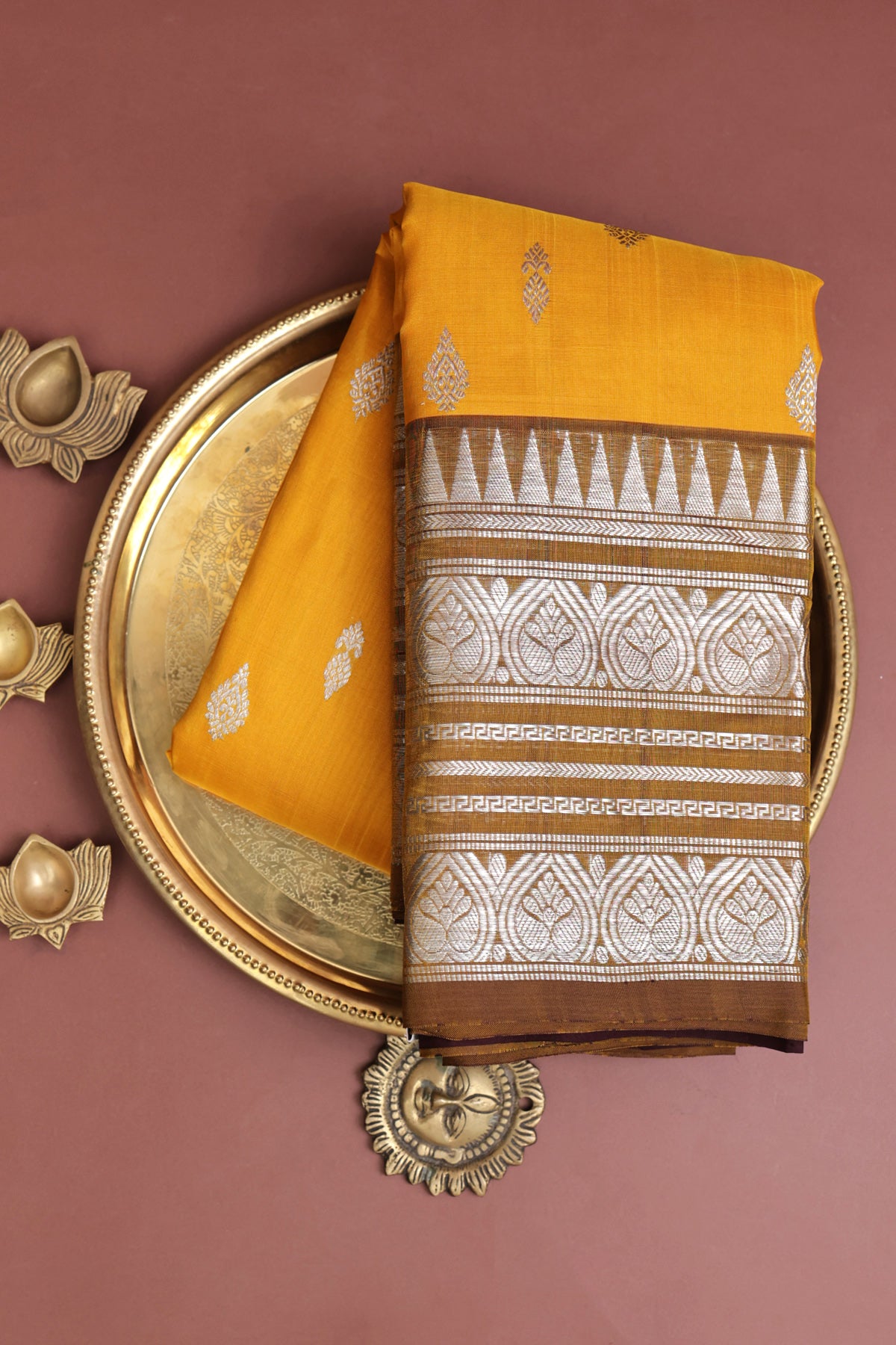 Venkatagiri Silk Mustard Saree