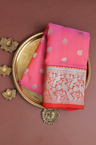 Venkatagiri Silk Peach Saree