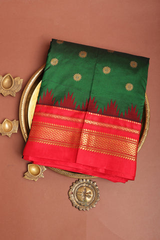 Narayanpet Silk Dark Green Saree