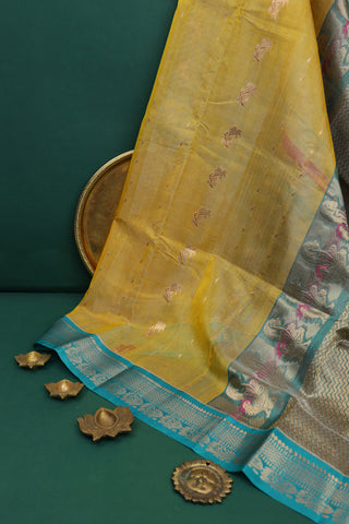 Kuppadam Tissue Mustard Saree