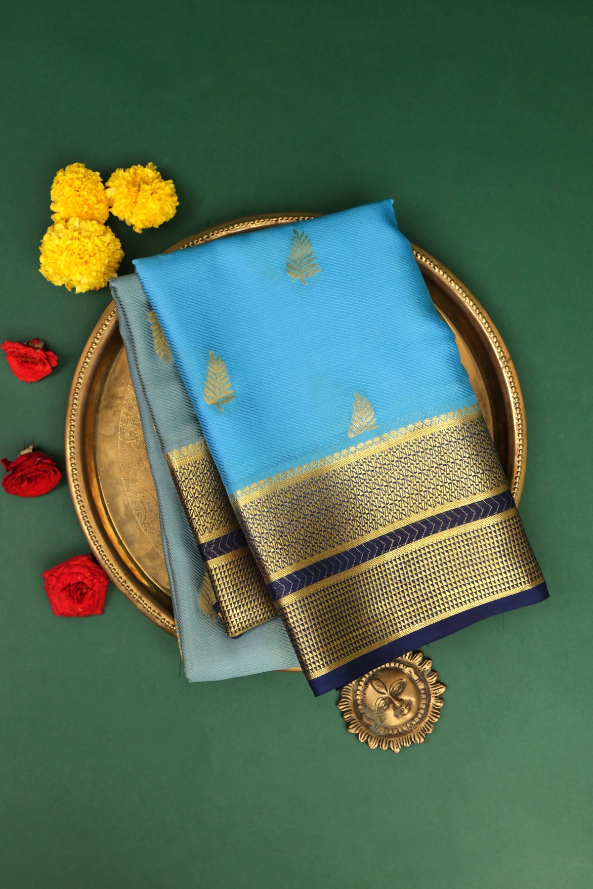 Mysore Crepe Sky Blue Saree