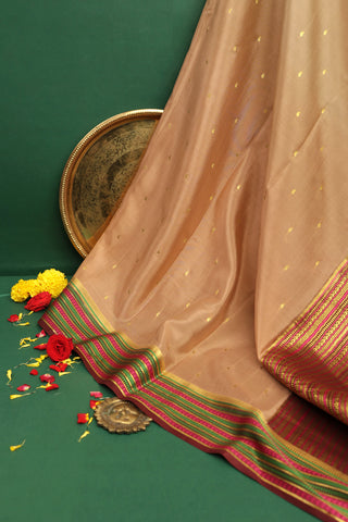 Mysore Crepe Beige Saree