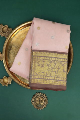 Venkatagiri Silk Peach Saree