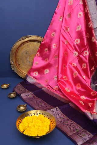 Chiniya Silk Pink Saree