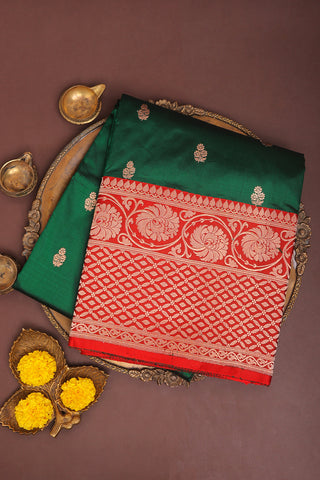 Banarasi Silk Dark Green Saree