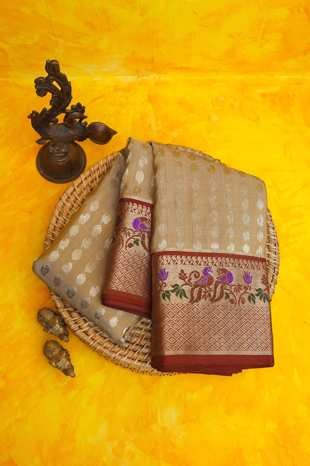 Venkatagiri Silk Beige Saree