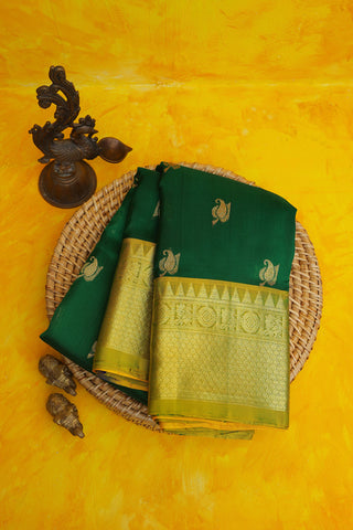 Venkatagiri Silk Bottle Green Saree