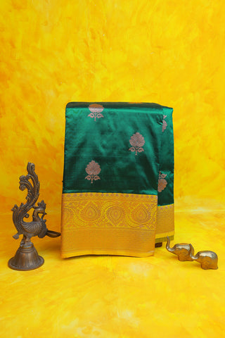 Banarasi Silk Bottle Green Saree