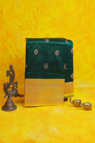 Banarasi Silk Bottle Green Saree