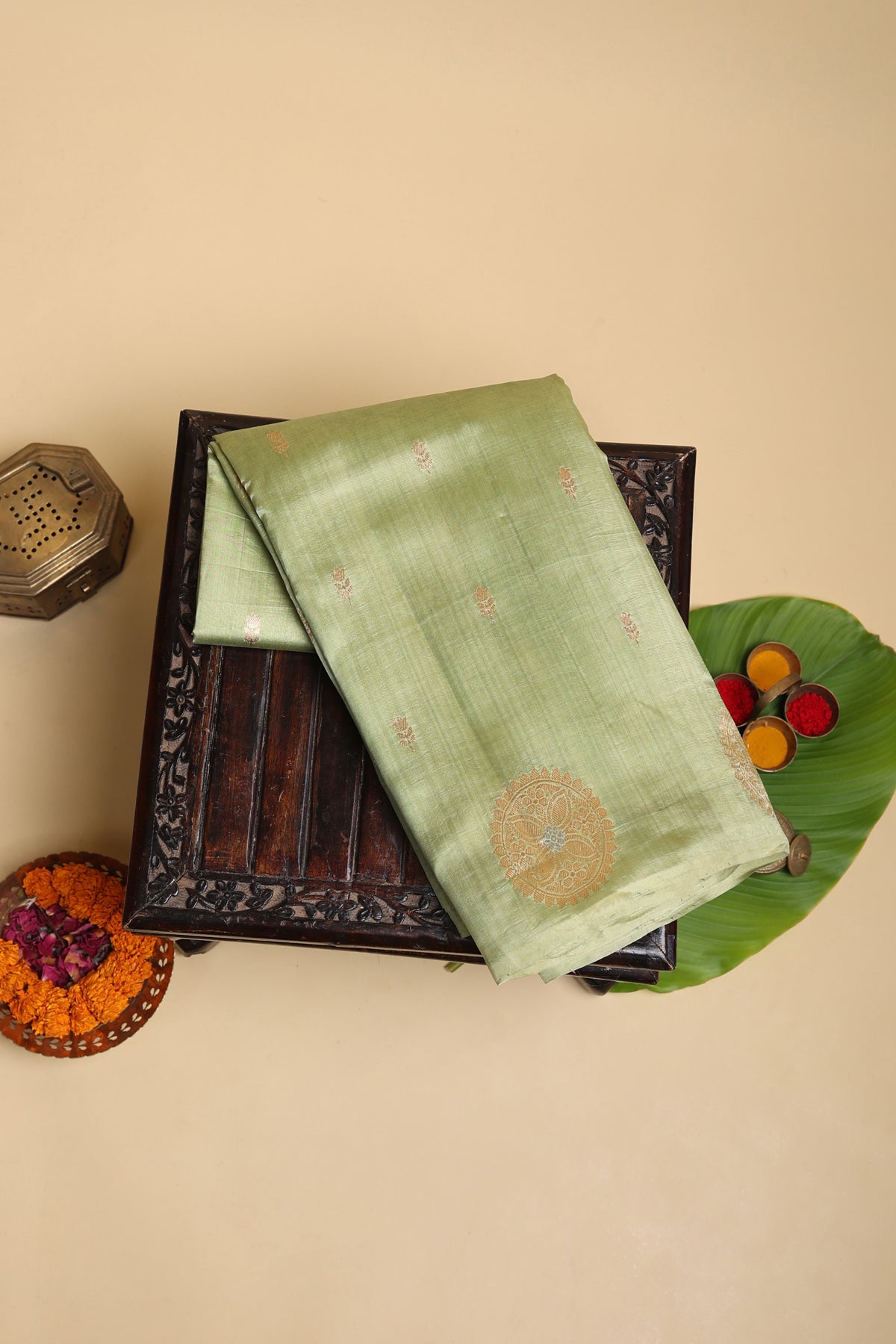 Matka Silk Light Green Saree