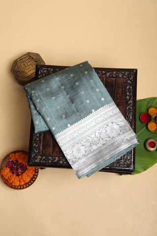 Designer Matka Silk Grey Saree