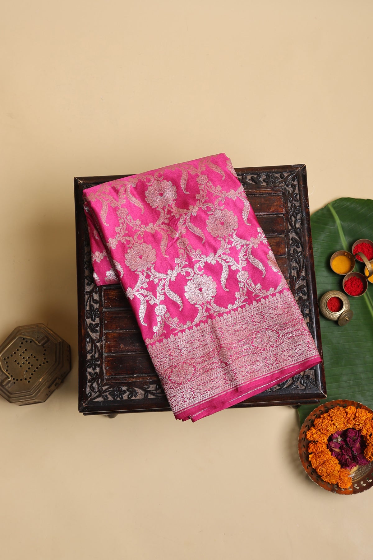 Designer Semi Mashru Pink Saree