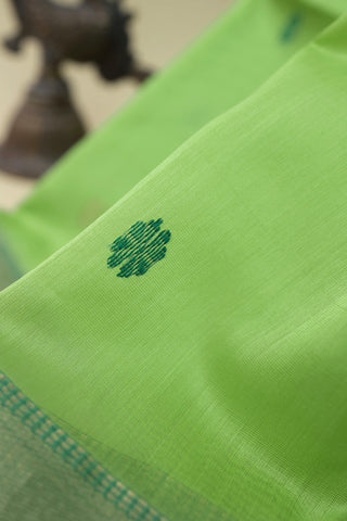 Chanderi Sico Parrot Green Saree