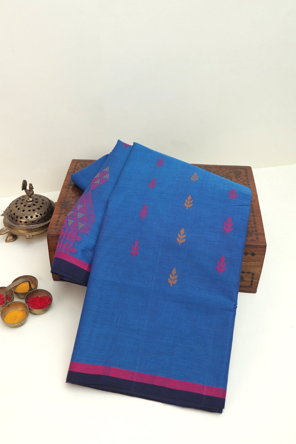 Kanchi Cotton Blue Saree