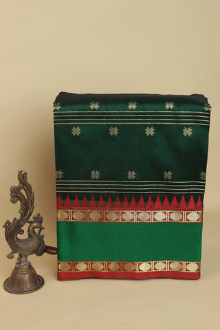 Venkatagiri Silk Bottle Green Saree