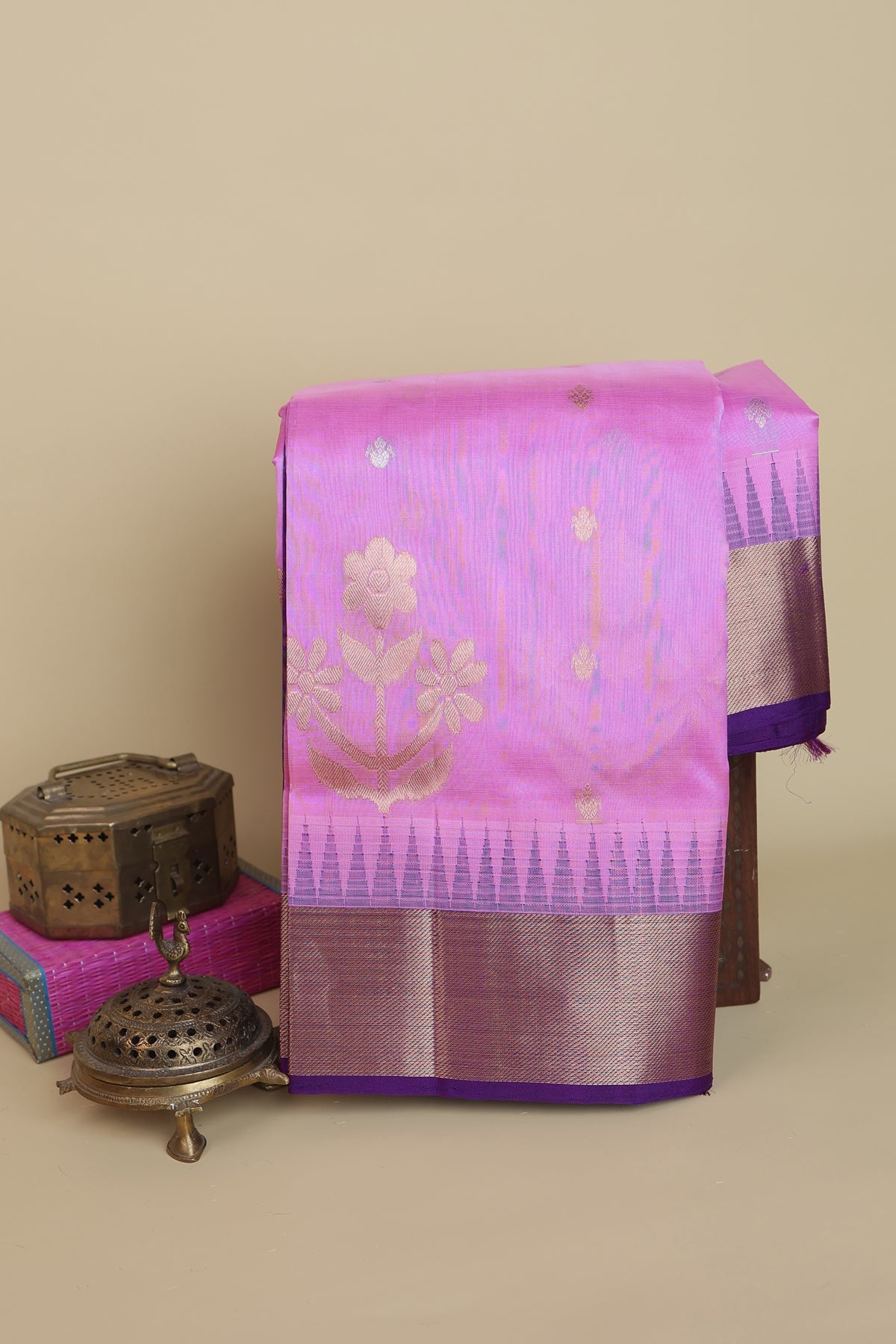 Kuppadam Silk Baby Pink Saree