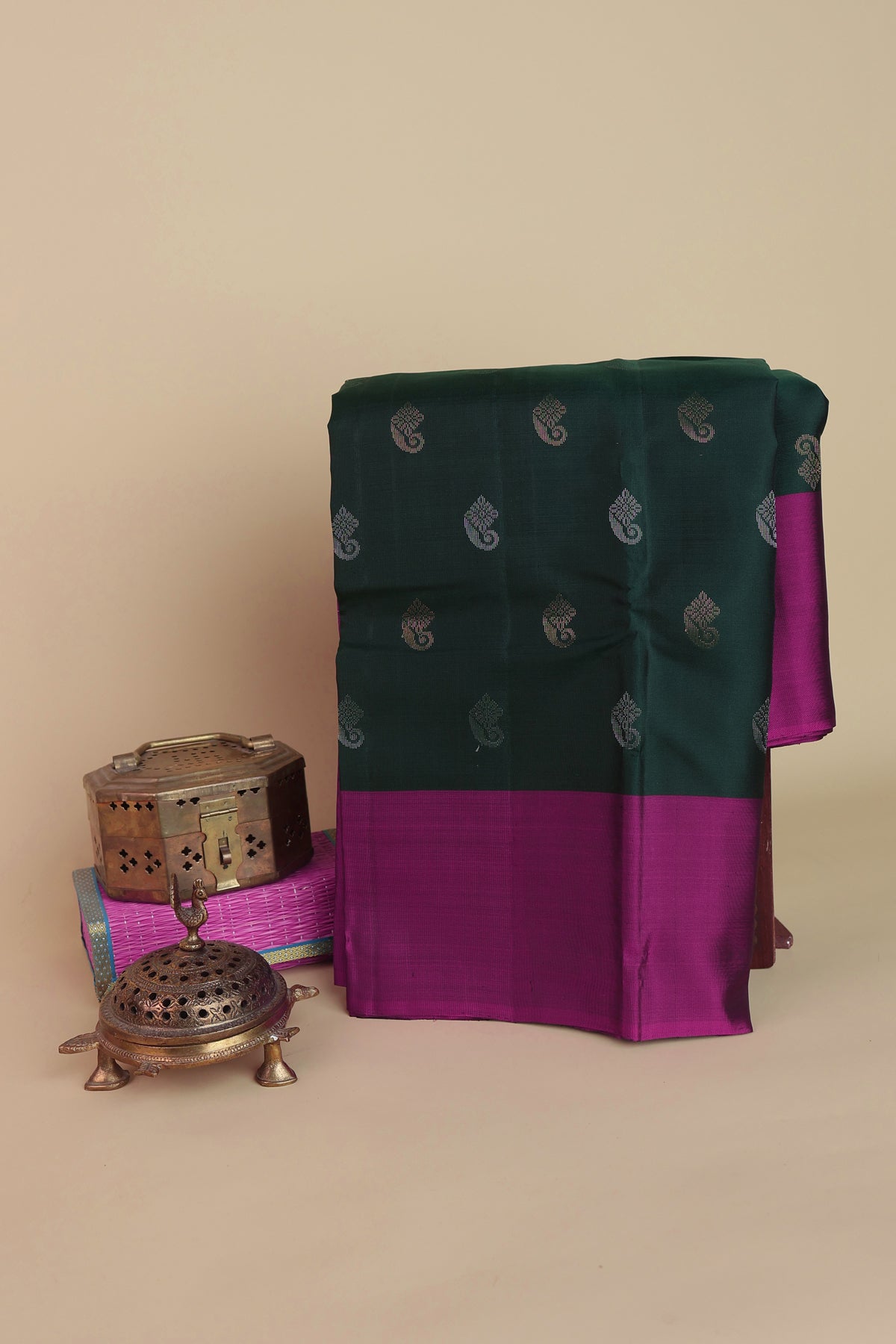 Coimbatore Silk Bottle Green Saree