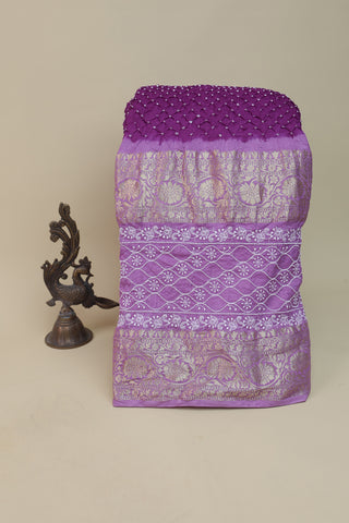 Bandhani Silk Lilac Saree