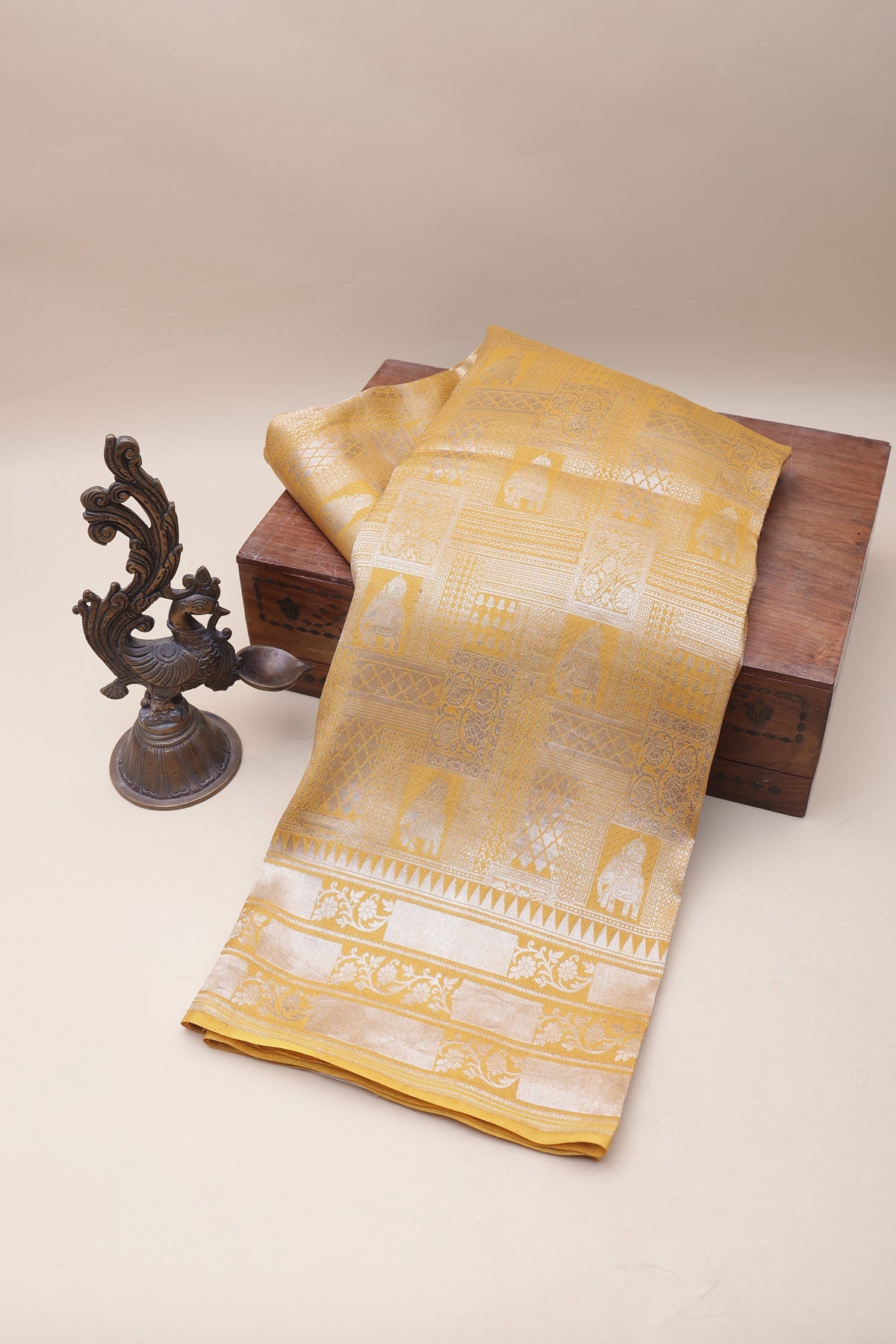 Banarasi Tussar Yellow Saree