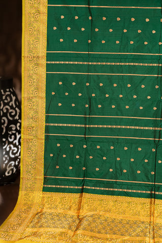 Banarasi Silk Floral Buttis Dark Green Saree