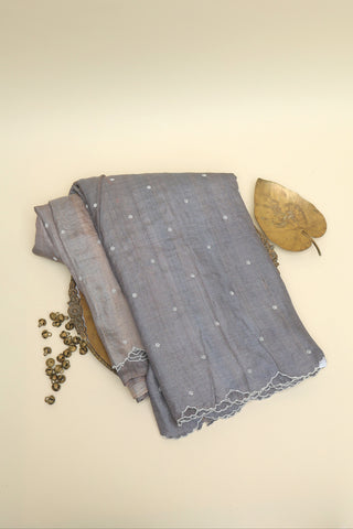 Designer Tussar Grey Saree