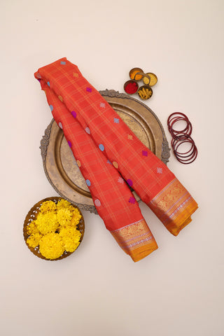 Gadwal Silk Orange Saree