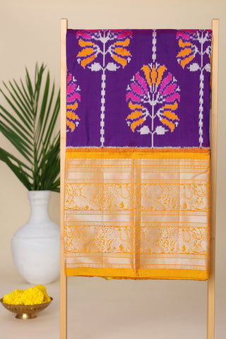 Ikat Silk Purple Saree