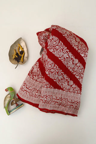 Banarasi Georgette Red Saree