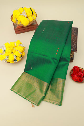 Matka Silk Dark Green Saree