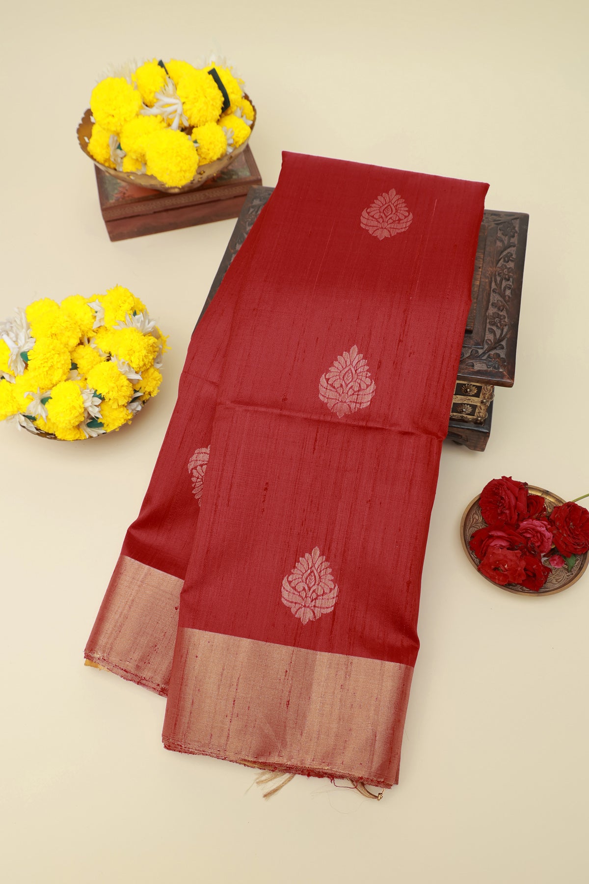 Matka Silk Red Saree