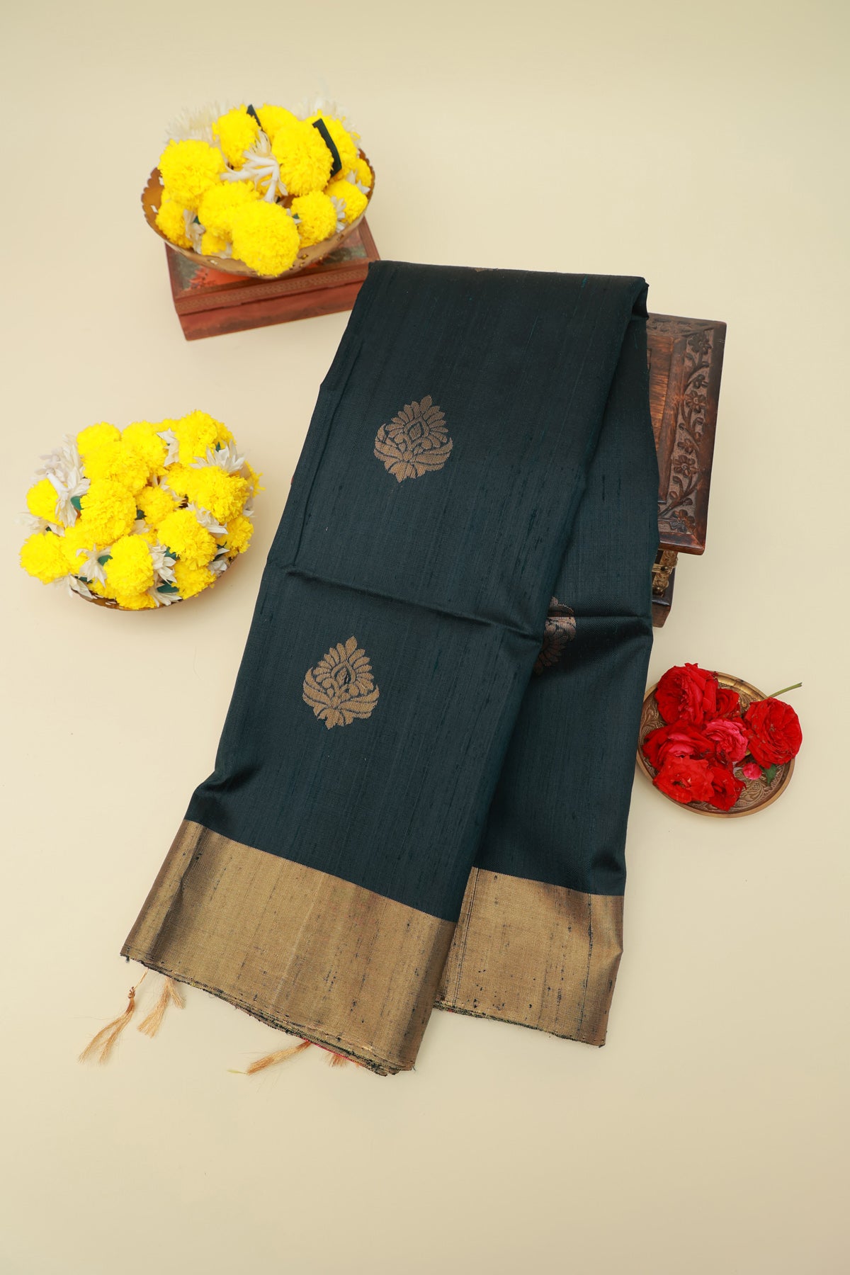 Matka Silk Black Saree