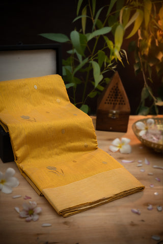 Chanderi Sico Buttis Gold Saree