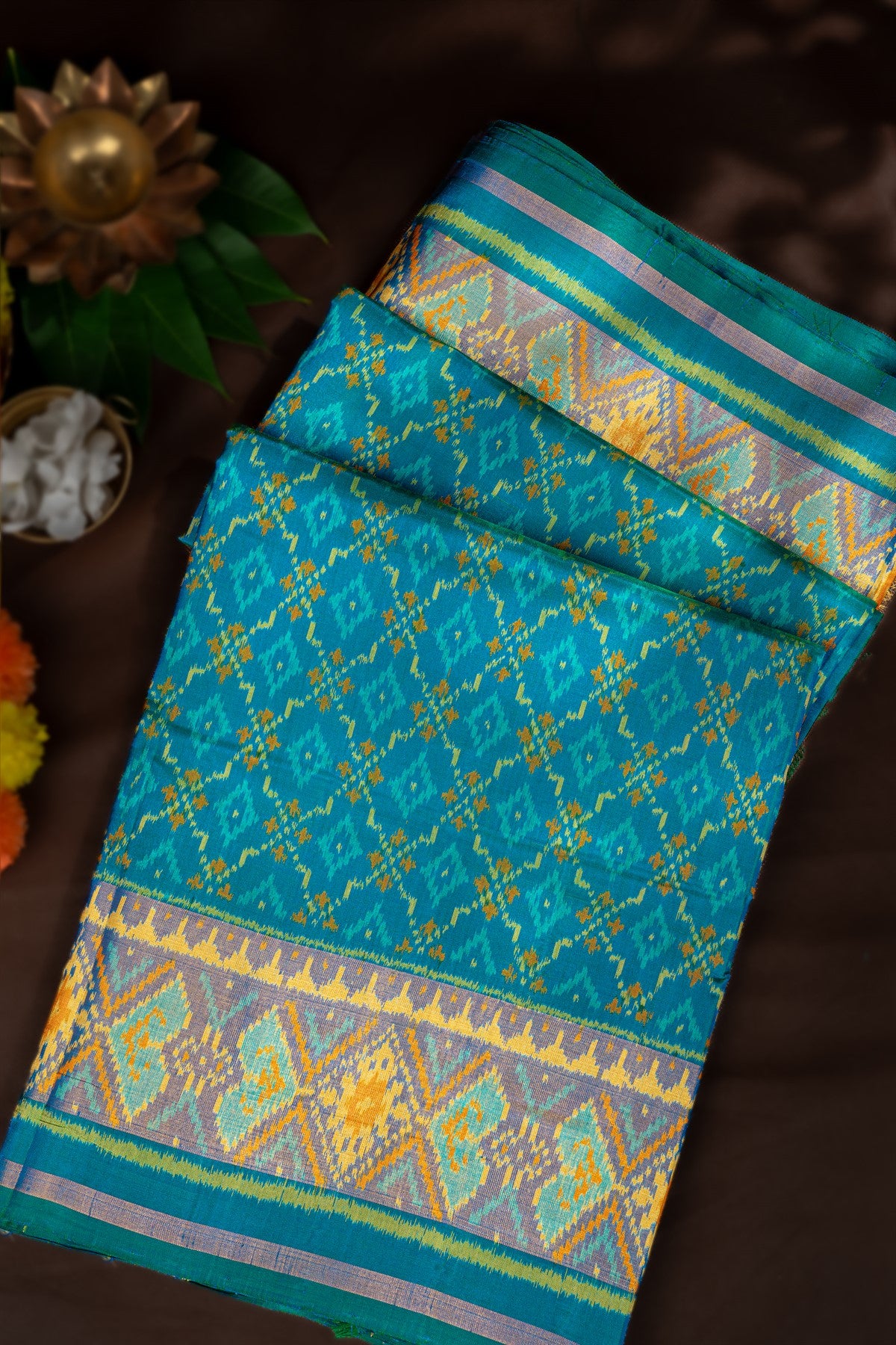 Patola Peacock Blue Silk  Saree