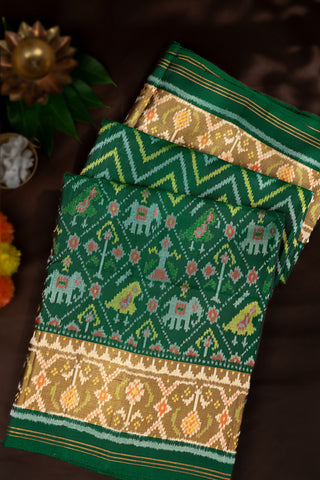 Patola Silk Dark Green Saree